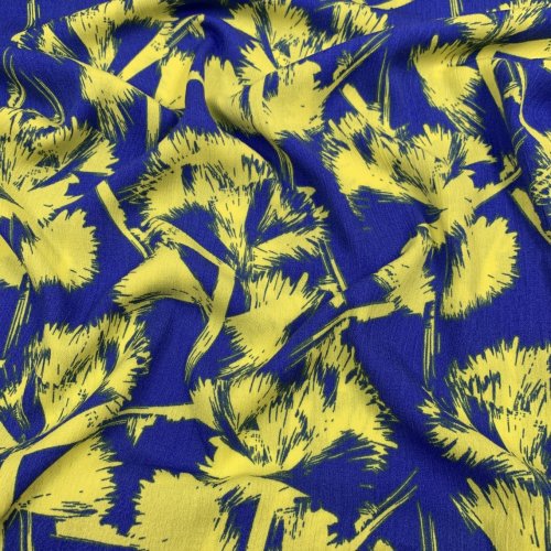 Viskose Crepe - Frosted Flowers - royal/lime