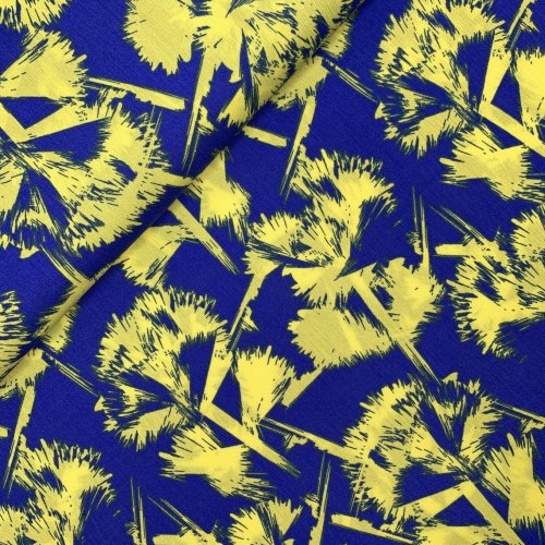 Viskose Crepe - Frosted Flowers - royal/lime