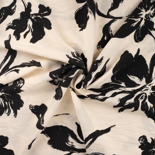 Viskose Crepe - Jody Flower - black/ecru
