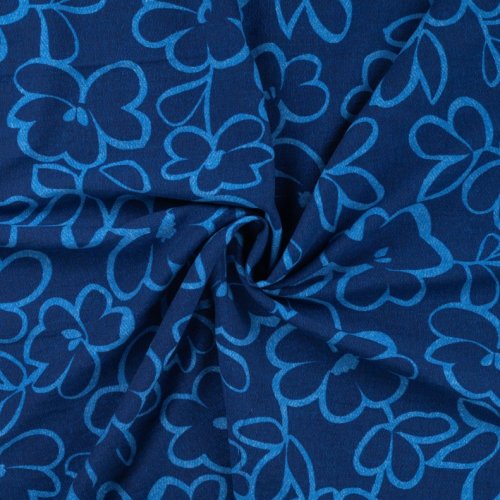 Viskose Crepe - Jola Flowers - navy/blue