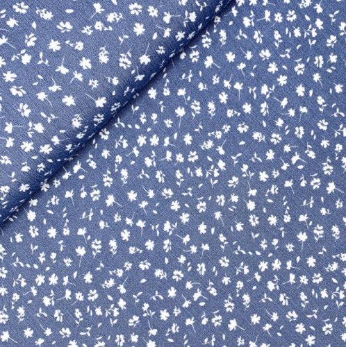 Viskose Crepe - Flowers Lilith - graublau