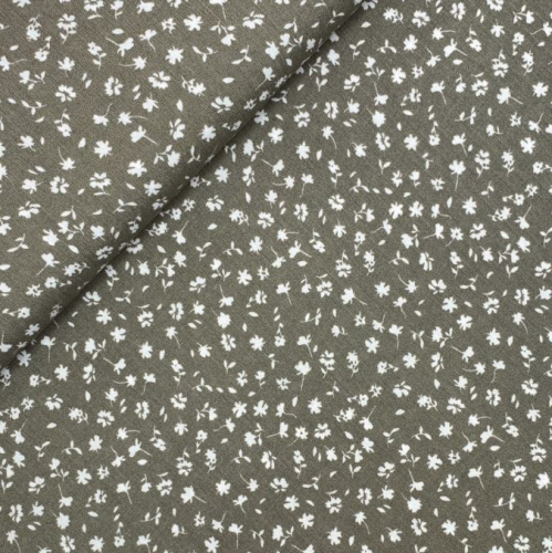 Preview: RESTSTÜCK 0,50m !!! - Viskose Crepe - Flowers Lilith - schlamm