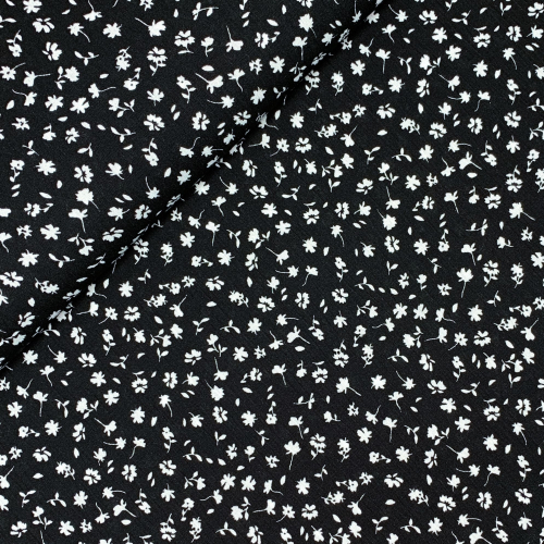 Preview: RESTSTÜCK 1,50m !!! - Viskose Crepe - Flowers Lilith - schwarz