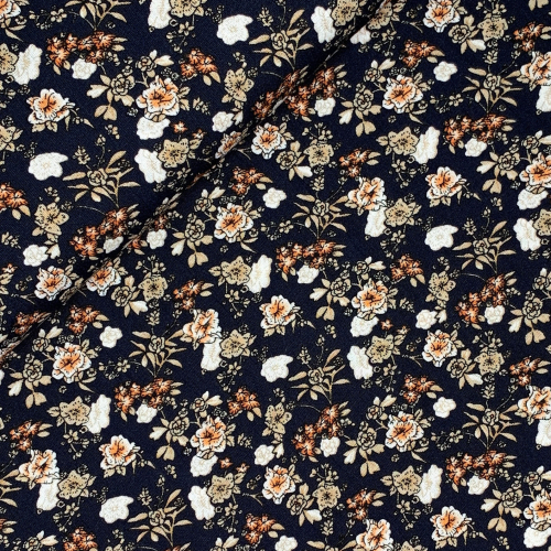 Preview: RESTSTÜCK 0,40m !!! - Viskose Crepe - Liva Flowers  - marine