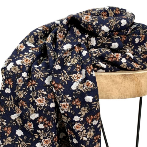 RESTSTÜCK 0,40m !!! - Viskose Crepe - Liva Flowers  - marine