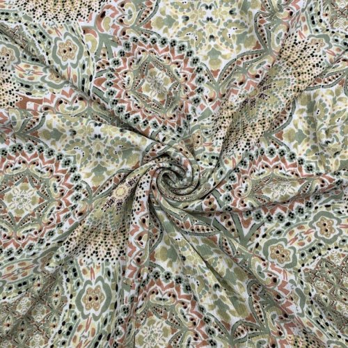 Viskose Crepe - Mandala - khaki