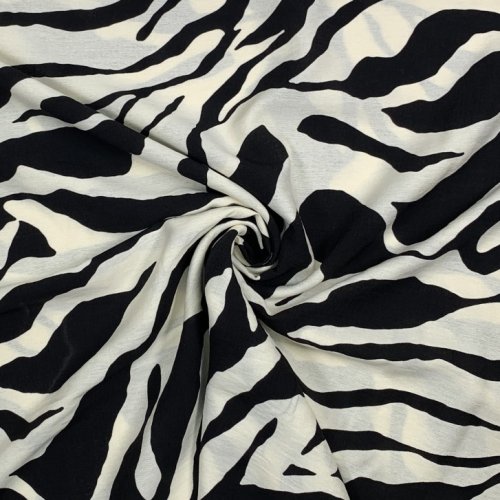Viskose Crepe - Neven Zebra - black/ecru