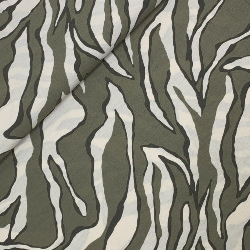 Viskose Crepe - Neven Zebra - khaki/ecru