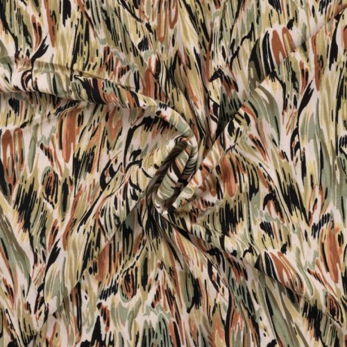 Viskose Crepe - Pinselstriche - khaki/sand
