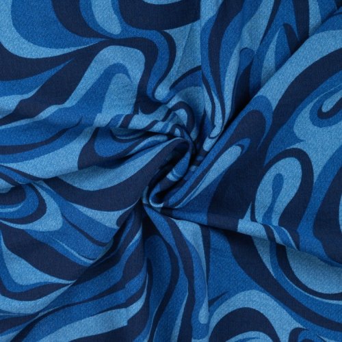 Viskose Crepe - Rusty Waves - navy/blue