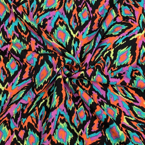 RESTSTÜCK 1,10m !!! - Viskose Crinkle - Graphic - cyclam