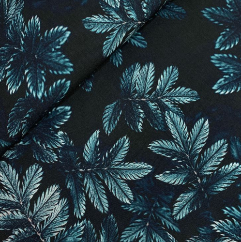 Preview: RESTSTÜCK 1,30m !!! - Viskose - Dark Leaves - petrol - Swafing by Thorsten Berger