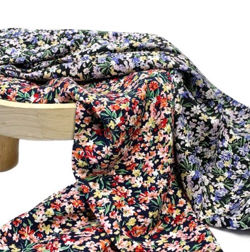 Viskose - Flora - navy