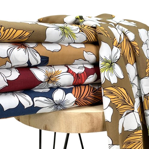 Preview: RESTSTÜCK 0,50m!!! - Viskose - Flower Alis - sand/marine