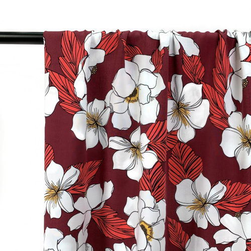 Preview: RESTSTÜCK 1,90m !!! - Viskose - Flower Alis - bordeaux/rot