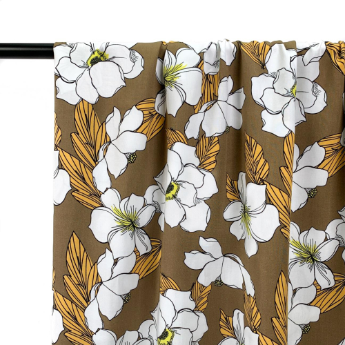 Preview: RESTSTÜCK 0,50m !!! - Viskose - Flower Alis - khaki/sand