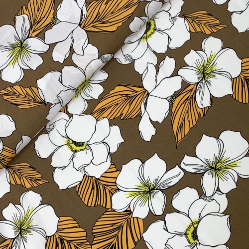 Viskose - Flower Alis - khaki/sand