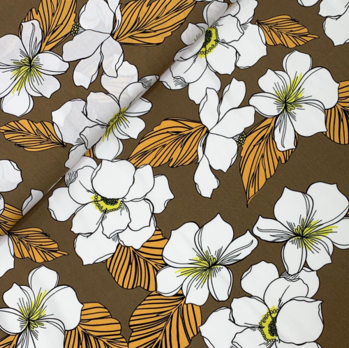 Preview: RESTSTÜCK 0,50m !!! - Viskose - Flower Alis - khaki/sand