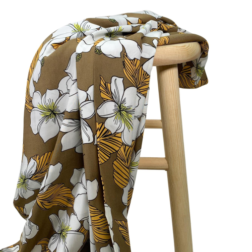RESTSTÜCK 0,50m !!! - Viskose - Flower Alis - khaki/sand
