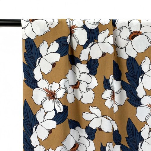 Preview: RESTSTÜCK 0,50m!!! - Viskose - Flower Alis - sand/marine