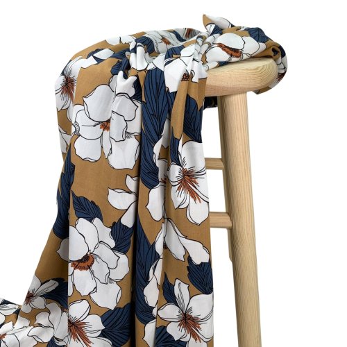 RESTSTÜCK 0,50m!!! - Viskose - Flower Alis - sand/marine