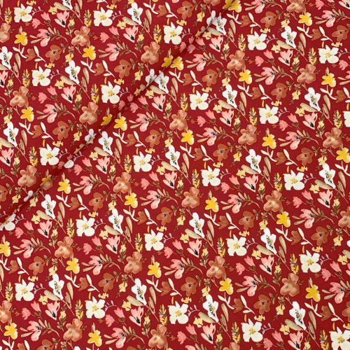 Preview: RESTSTÜCK 0,60m !!! - Viskose - Flower Esja - rot