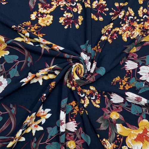 Viskose - Flower Oria - navy