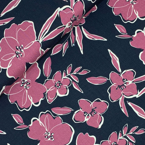 Preview: RESTSTÜCK 1,80m !!! - Viskose Twill - Flower Yara - blue navy/violett