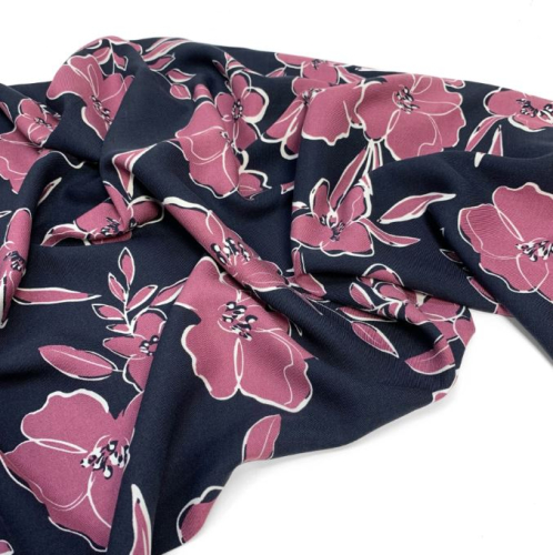 RESTSTÜCK 1,80m !!! - Viskose Twill - Flower Yara - blue navy/violett