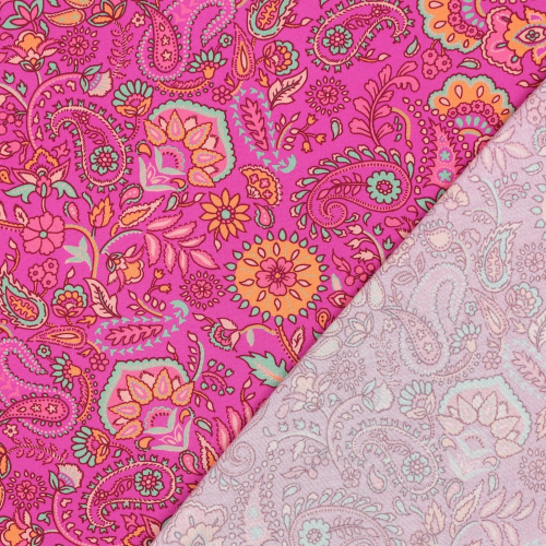 Preview: RESTSTÜCK 0,50m !!! - Viskose mit LENZING™ ECOVERO™ Fasern - Ivette Flowers - fuchsia/orange