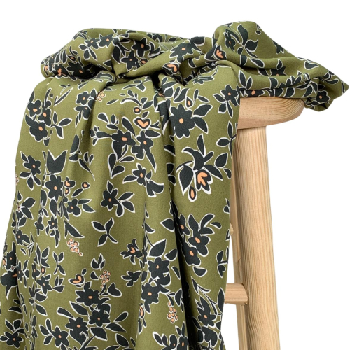 RESTSTÜCK 0,70m !!! - Viskose - Frya Flowers - khaki