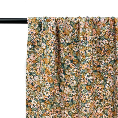 Preview: RESTSTÜCK 1,20m !!! - Viskose - Glam Flowers - dark cyan