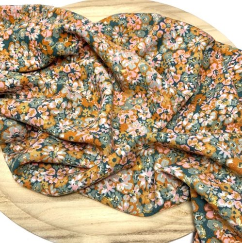 RESTSTÜCK 1,20m !!! - Viskose - Glam Flowers - dark cyan