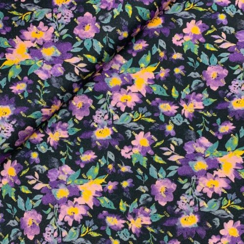 Viskose - Glam Flowers - navy/lilac