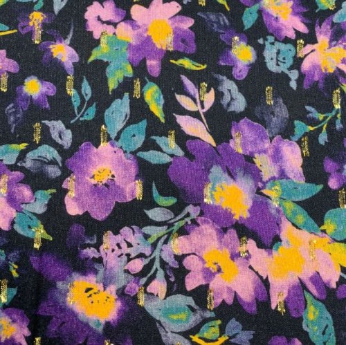 Viskose - Glam Flowers - navy/lilac