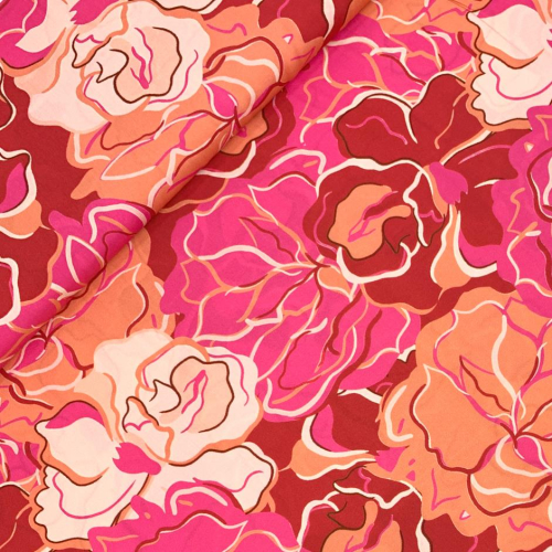 Preview: RESTSTÜCK 1,10m !!! - Viskose - Graziela Flowers - rot/pink