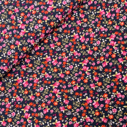 Preview: RESTSTÜCK 1,0m !!! - Viskose - Flower Indre - marine