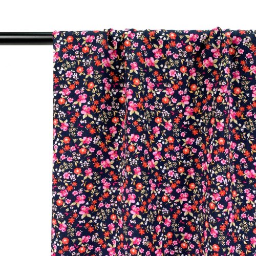 Preview: RESTSTÜCK 1,0m !!! - Viskose - Flower Indre - marine