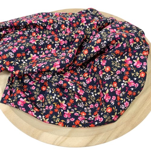 RESTSTÜCK 1,0m !!! - Viskose - Flower Indre - marine