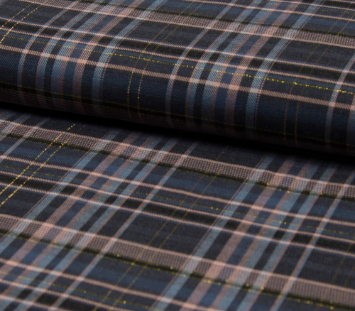 Preview: Viskose - Check Lurex - old rose/dusty blue