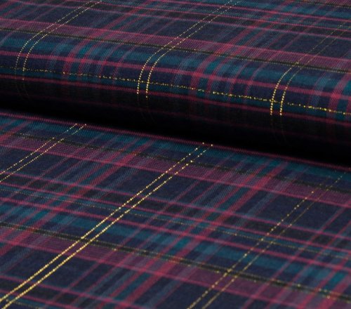 Preview: RESTSTÜCK 1,90m !!! - Viskose - Check Lurex - navy/fuchsia