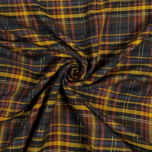Preview: RESTSTÜCK 1,40m !!! - Viskose - Check Lurex - ochre/stone