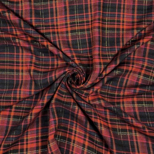 Preview: Viskose - Check Lurex - orange/stone