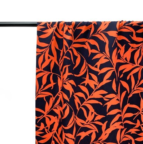 RESTSTÜCK 50cm !!! - Viskose - Leaves Night - dark navy/coral