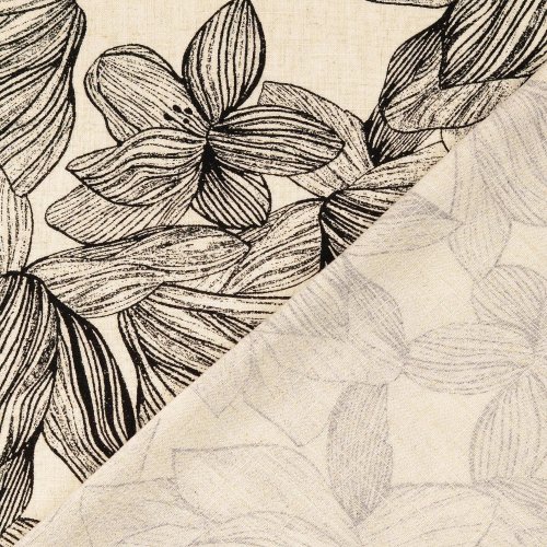 Viskose Leinen - Emilia - natur/schwarz