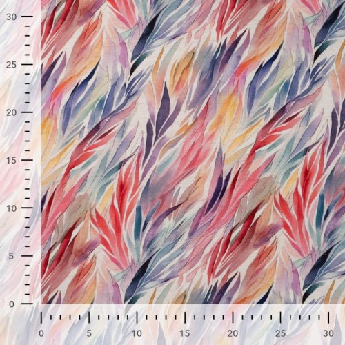 Viskose Leinen - Flames - nature/lilac/red