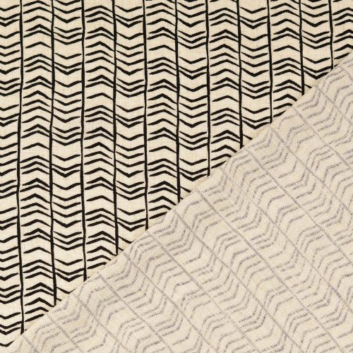 Viskose Leinen - Gojka - natur/schwarz