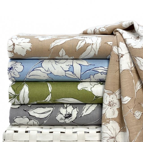 Preview: RESTSTÜCK 1,50m !!! - Viskose Leinen - White Flowers - grey