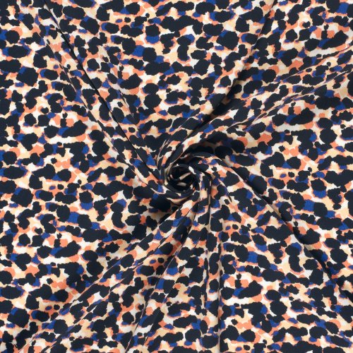 Viskosesatin - matt - Lima - blue navy/ coral
