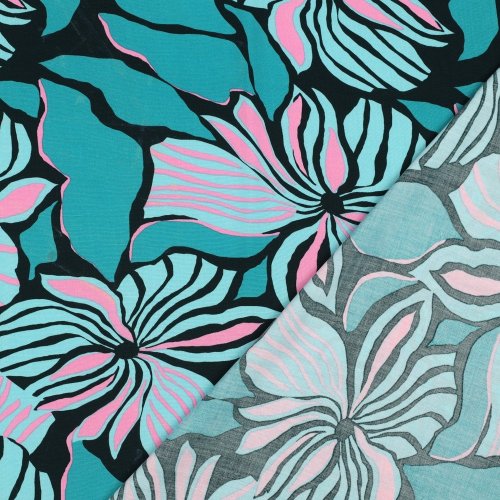 Preview: RESTSTÜCK 0,50m !!! - Viskose mit LENZING™ ECOVERO™ Fasern - Marit Flowers - petrol